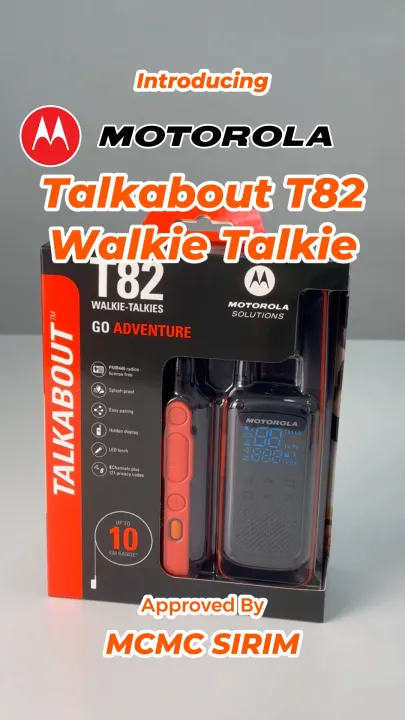 MOTOROLA T82 MCMC/SIRIM Approved FRS Talkabout OLED Display Walkie Talkie Radio Outdoor Event Security
