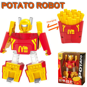 Hamburg Chips Food Shape Transformable Robot Model for Kids Toys McDonald Food Funny Potato Robot