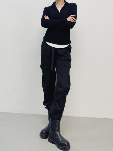 Cool Casual Style Womens Work Pants High Waist Trousers Outdoor Leisure Pants Spring Autumn Black Slimming American Style