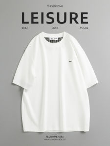 GONGNU | Summer Casual Plaid Patchwork T-Shirt Loose Letter Embroidery