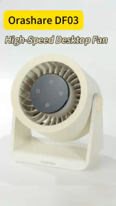 Orashare DF03L Rechargeable Desk Fan with LED Light 10000mAh Powerbank 100 Speed 30H Quiet Cooling 135° Adjustable Angle