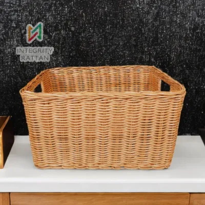 Keranjang Box Serbaguna Penyimpanan Alat Tulis Buku Rotan Alami Anti Rayap dan Anti Jamur XL