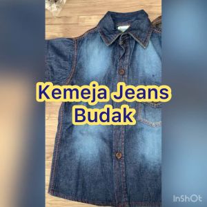 KEMEJA JEANS BUDAK SIZE 2-8 MATERIAL DENIM KIDS JEANS SHIRT FADED DESIGN BAJU BUDAK KEMEJA RAYA JEANS BUDAK