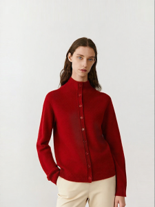 ICICLE | Knitted Cashmere Red Cardigan Sweater
