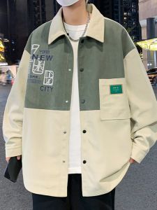 ROMON | แจ็คเก็ตผู้ชายลำลองสไตล์ย้อนยุค แจ็คเก็ตแบบมีฮู้ด ทรงหลวม ปกโปโล แขนยาว ปกป้องลม ฤดูใบไม้ผลิและฤดูใบไม้ร่วง