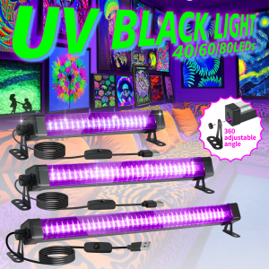 40/60/80 LED Black Light Tube - with switch 360 degree rotation UV lamp for glow party body art Halloween Christmas holiday