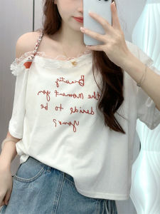 Shalldoer | Áo thun tay ngắn ren phong cách Hàn Quốc cho nữ mùa hè mỏng thiết kế mới Áo thun thường ngày rộng rãi không có thương hiệu