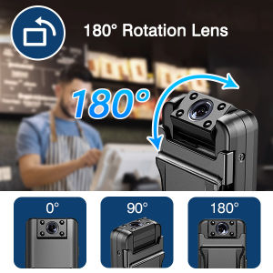 BOBLOV A21 Mini Body Camera HD 1080P Wearable Police IR Bodycam with Night Vision 180° Rotatable Lens Daily Small Audio Video Recorder for Vlogging Sport Running Delivery