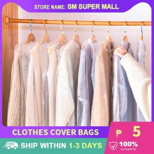 【Utility】Clothes Dust Cover Wardrobe Storage Bags Transparent Thick Plastic Bag Keep Dry and Clean