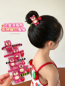 Strawberry Bear Hair Ties for Girls High Elasticity Cute Bun Maker Korean Style Children Accessories Baby Hair Bands