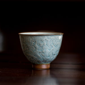 Secret Glaze Carved Lotus Tea Cup