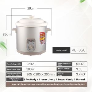 KAMJOVE | Electric Multi-function Ceramic Slow Cooker 3L