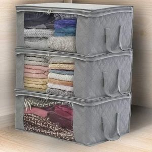 3pcs Large Capacity Clothes Storage Bag Foldable Blanket Storage Bags Storage Containers for Organizing Bedroom Closet Clothing