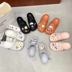 Womens Big Head Clog Shoes Adorable Thick Bottom Covered Toe Sandals Fashionable Anti-Slip Summer Beach Shoes Outdoor Wear