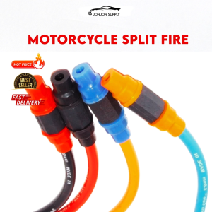 MOTORCYCLE SPLIT FIRE TWIN CORE UNIVERSAL HEAVY DUTY BLACK/RED