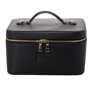 PU Leather Cosmetic Bag with Compartments Large Capacity Portable Makeup Organizer