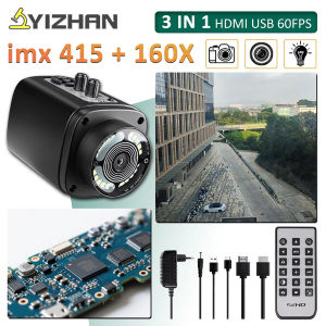 3IN1 Unlimited Visual Range Electronics Digital Microscope Camera 4K HDMI USB Imx415 160x Lens + Light 3840×2160 Remote Control