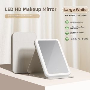 MONLEYTA | Smart LED Makeup Mirror High Definition Portable Folding With Light Home Vanity Desk Top Mini Mirror Nordic Style Glass Surface