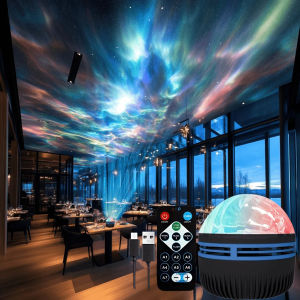 Starry Sky Projector Light Remote Control Rotating Aurora Galaxy LED Spotlight USB Plug-in Magic Ball Stage KTV Atmosphere Decor