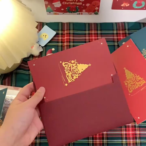 สั่งซื้อเลย! การ์ดอวยพรป๊อปอัพ ลายการ์ตูนคริสต์มาส 3D พร้อมซองจดหมาย 3D Christmas Card Party Decor