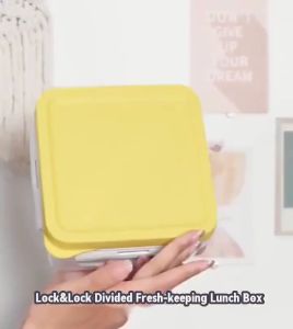 LocknLock To-Go 3-Section Modern Airtight Lunch Box 1L | Bento Box for Kids and AdultsAirtight Food Leakproof Microwavable Oven Safe Bento Lunch Box Kids with Lid Divisions.