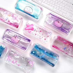 Kawaii Large Capacity PVC Pencil Case Transparent Waterproof Student Makeup Storage Bag Simple Japanese Style Stationery Bag