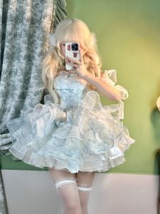 Váy Công Chúa Hở Lưng Kiểu Pháp Ngọt Ngào Váy Ngắn Xếp Ly Đuôi Dài Cho Tiệc Sinh Nhật Mùa Hè