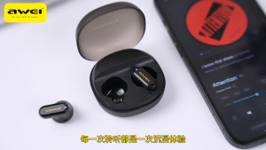 Awei T76 Mini Semi Earphone with Mic Bluetooth 5.3 Lightweight TWS Wireless Earbuds IPX4 Waterproof Surround Stereo Sound Low Latency Earpiece for Android iPhone Cellphone Samsung Huawei Xiaomi