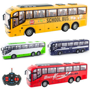 【WJ】Electric Wireless Remote Control Bus Lighting Simulation Remote Control Vehicle Model School Bus Tourism Bus for kids Baby toy car gift