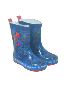 Spiderman Cartoon Anti-Slip Natural Rubber Rain Boots for Boys Toddler Kids Water Shoes Spring Autumn Seasonal Children Footwear