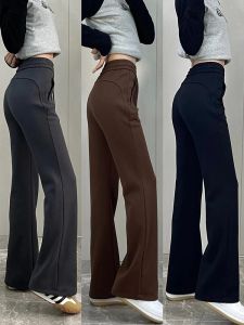 กางเกงขายาวทรงตรงเอวสูงสำหรับผู้หญิง กางเกงขายาวทรงขาบานลำลอง ทรงสลิมฟิต ทรงขาบาน ทรงลำลอง สไตล์เกาหลี ฤดูใบไม้ร่วง