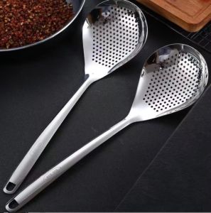YESPERY 2Pcs Stainless Steel Long Handle Slotted Spoons Fried Food Strainer Dumplings Skimmer Colanders Kitchen Gadgets