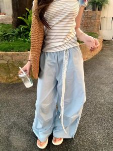 Quần Thể Thao Nhanh Khô Phong Cách Mỹ Cho Nữ Mùa Hè Thiết Kế Dây Thắt Lưng Gấp Gọn Quần Áo Bảo Hộ Lao Động Phong Cách Rơi