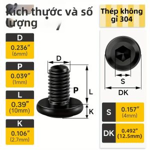 GOSUNDA 10/20 Bộ Bu Lông Lục Giác Đầu Dẹt M6x10-50mm M8x10-50mm Thép Không Gỉ 304 Ren Toàn Bộ Oxit Đen Cho Đồ Nội Thất Chế Biến Gỗ