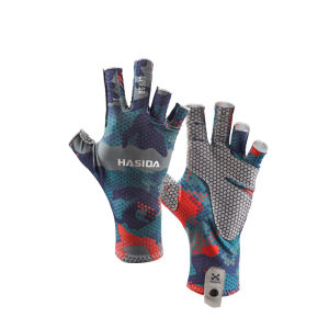 HASIDA Lure Fishing Soft Glove Drying Quickly Abrasion Resistance Antislippery Silicone ICE Silk Fabric Half Finger Free Size