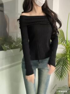 Korean One Shoulder Sweater Bottom Long Sleeve Top Female