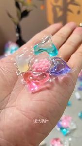 30pcs 5in1 Laundry Gel Pods Gardenia Flavor with Lasting Fragrance Detergent Booster＆Softening Effect Mite＆Bacteria Removal Laundry Beads for Home＆Dorm