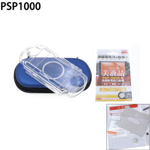 1Set For PSP1000/2000/3000 Hard EVA Travel Storage Bag+Transparent Crystal Case+Screen Protector Film for PSP Console Accessorie