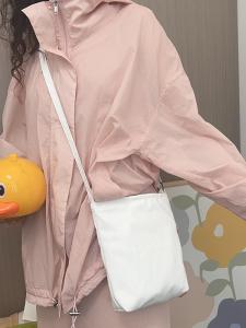 Hand-Drawn Mini Canvas Crossbody Bag Simple Pure Color Mobile Phone Bag Childrens Single Shoulder Bag Youth Fashion Accessory