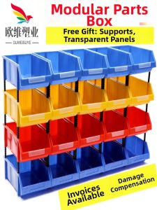 Heavy Duty Plastic Storage Box for Tools and Parts Segmented Combinable Design