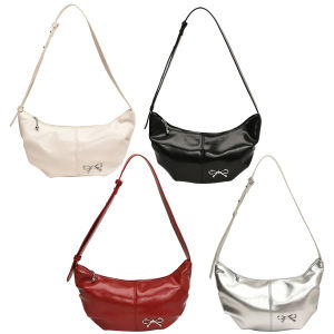 MOJOYCE Women Shoulder Bag Adjustable Strap PU Leather Crescent Bag Solid Color Dumpling Bag Hobo Bag for Vacation Travel Commuting