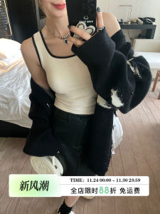 เสื้อกั๊กสายเดี่ยวสั้นสำหรับผู้หญิง คอลเลกชั่นฤดูร้อน 2025 เสื้อชั้นในสีบล็อกเซ็กซี่ แฟชั่นลำลอง แขนสั้น ทรงเข้ารูป