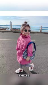 2025 Hot Selling Spring Autumn Girls Coat Long Style Waist Retractable Hoodies Windbreaker Jacket For 3-12 Years Old Kids