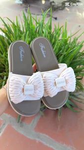 Dép Lê Nữ Quai Ngang Hoạ Tiết Nơ phồng Siêu Xinh dễ thương