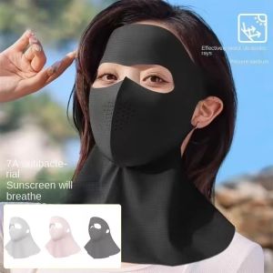 Mùa hè 3D bao kín Mặt Lụa băng kem chống nắng mặt nạ đi xe đạp ngoài trời thoáng khí UPF50 + chống UV Mặt nạ chống bụi bảo vệ cổ dù để che nắng Mặt Nạ