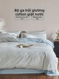 shui yang | Bộ Drap Giường Jacquard Dệt Màu Bông Cotton Đơn Giản