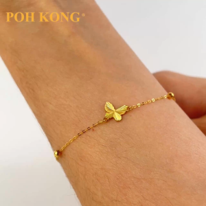 POH KONG 750/18K Yellow Gold Butterfly With Beads Bracelet