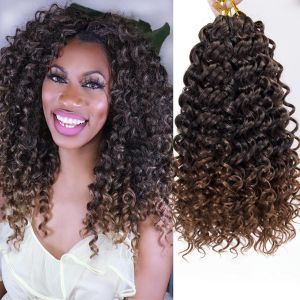 Nữ Tổng Hợp Ngắn GoGo Cong Móc Làm Tóc Sóng Bãi Biển Ombre Họa Tiết 10-14 Inch Nước Nảy Sóng Xoắn