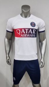 Bộ quần áo đá banh Paris Trắng Sân Khách Logo Thêu mới nhất 2023 A14