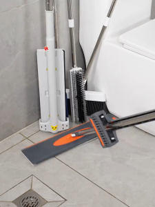 YissTiee Bathroom movable mop clip broom storage rack with hook suction cup installation